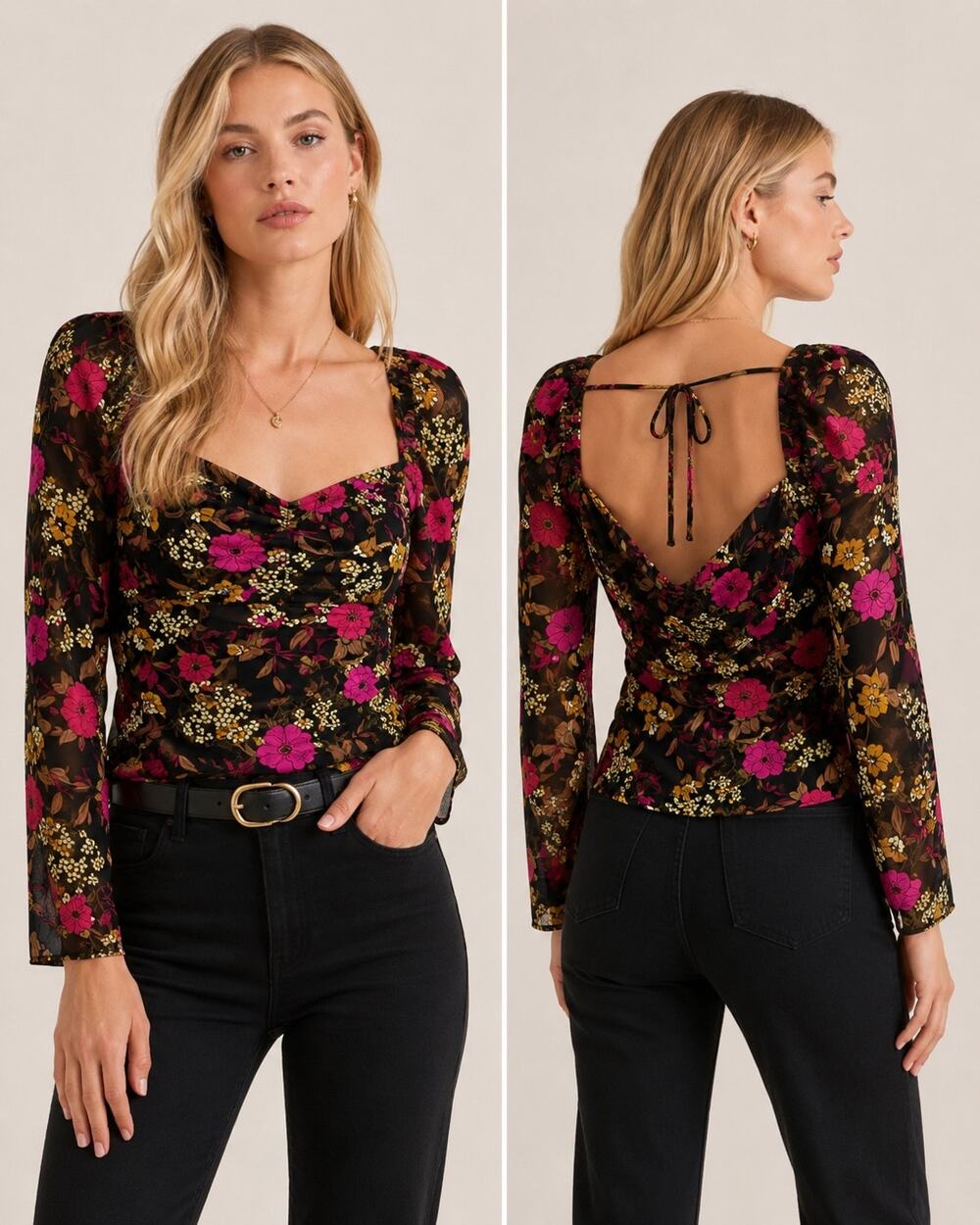 ASTR the Label Floral Sweetheart Blouse – Small